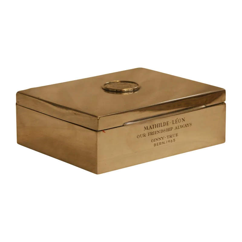 个银色雪茄盒（盖子损坏 - Moinat - EX2023/1