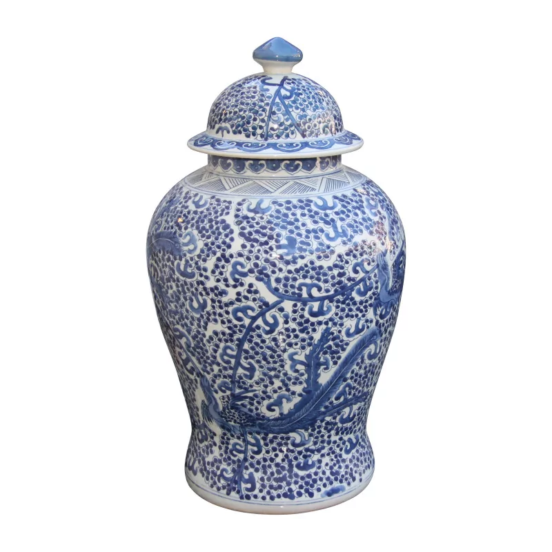 Pot à herbes en porcelaine chinoise bleu et blanc "Fénix". - Moinat - Porcelaine
