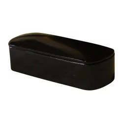 Black lacquered wooden box. 20th century