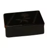  1 Pillendose aus schwarz lackiertem Holz und Blumendekor in … - Moinat - Schachtel, Urnen, Vasen