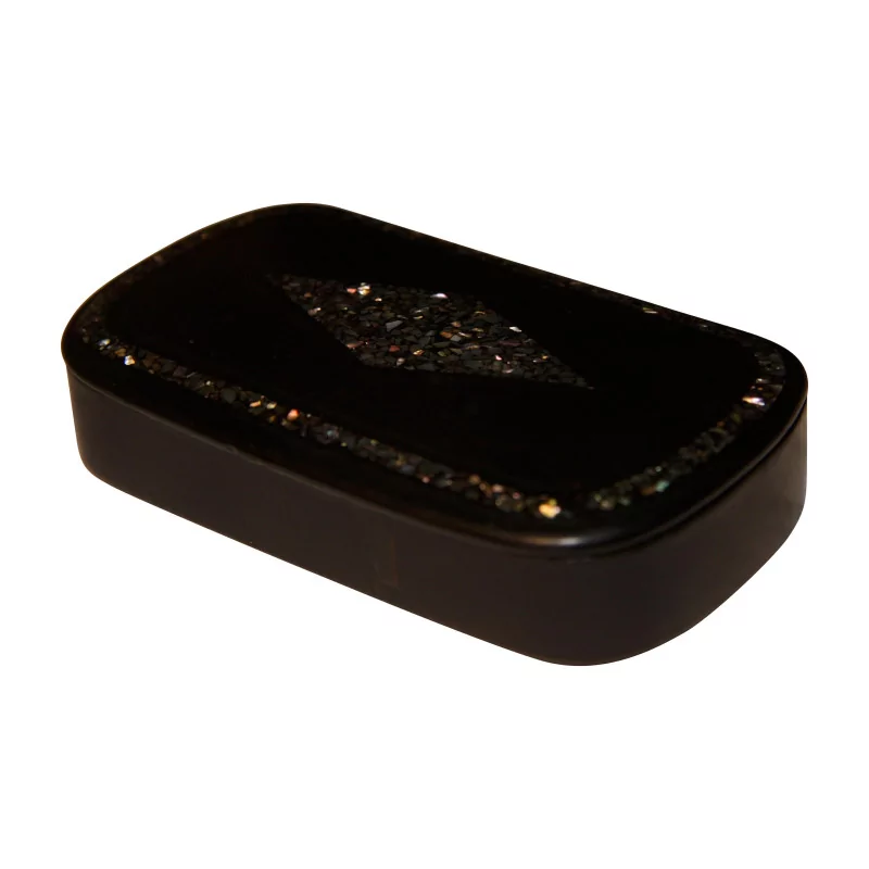 Black lacquered wooden box with marquetry on top - Moinat - Wild Flowers