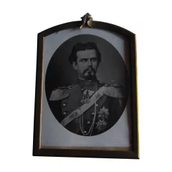 Cadre en laiton sous verre avec photographie de Ludwig II Von …