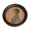wooden frame with watercolor of a left profile on paper, - Moinat - Picture frames