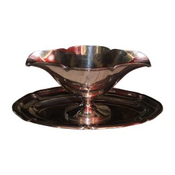 Saucière et son présentoir, argent 800 (574g) 20ème siècle