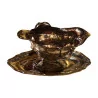 sauce boat in 800 silver on its display with handles... - Moinat - Silverware