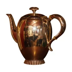 Cafetière en argent 800 (355 gr) et petites bagues en ivoire sur