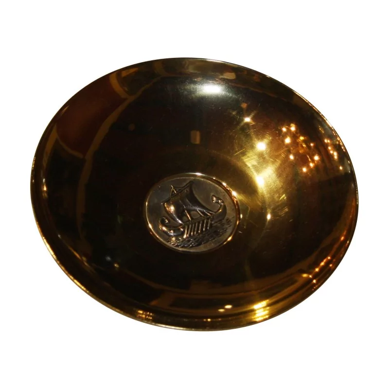 Coupelle en vermeil et pièce centrale en argent 925. 20ème - Moinat - Argenterie