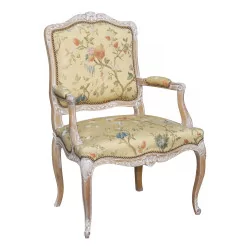 Louis XV Regence armchair in natural solid oak and …