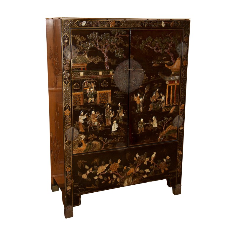Schrank - Chinesische Bar (Buffet) mit Coromandel-Dekorationen und - Moinat - Truhen, Anrichte Schrank - Chinesische Bar (Buffet) mit Coromandel-Dekorationen und - Moinat - Truhen, Anrichte