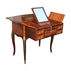 Coiffeuse Louis XV à combinaison, en bois de rose et bois de