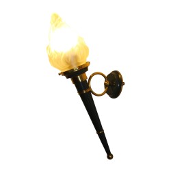 Paire d’appliques TORCHE avec flamme en opaline, modèle