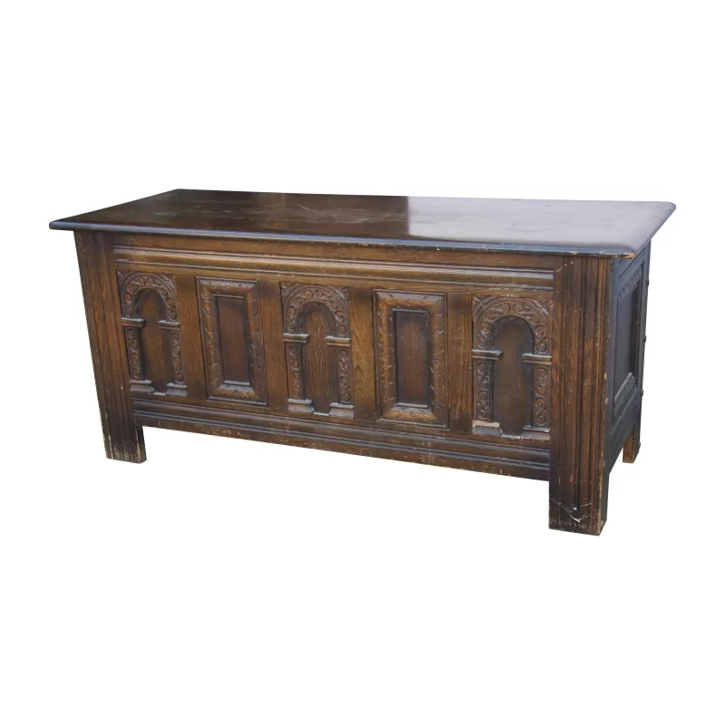 Coffre style Tudor en chêne teinté foncé. Angleterre, 20ème … - Moinat - Bahuts, Bars, Buffets, Coffres, Enfilades Coffre style Tudor en chêne teinté foncé. Angleterre, 20ème … - Moinat - Bahuts, Bars, Buffets, Coffres, Enfilades
