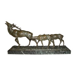 Bronze “Cerf & Biches” signé Joseph Emile RENIER (1887-1966) …