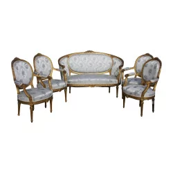 Louis XVI living room set in good condition covered with Lampas de