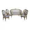 Louis XVI living room set in good condition covered with Lampas de - Moinat - Ensembles