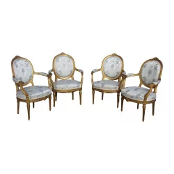 Louis XVI living room set in good condition covered with Lampas de