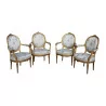 Louis XVI living room set in good condition covered with Lampas de - Moinat - Ensembles