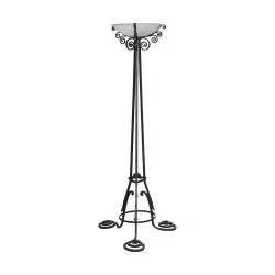 Art-Deco floor lamp in the style of Brandt with white cup