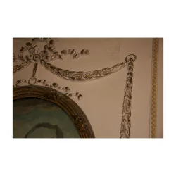 Grand trumeau Louis XVI avec miroir et peinture décorative sur …