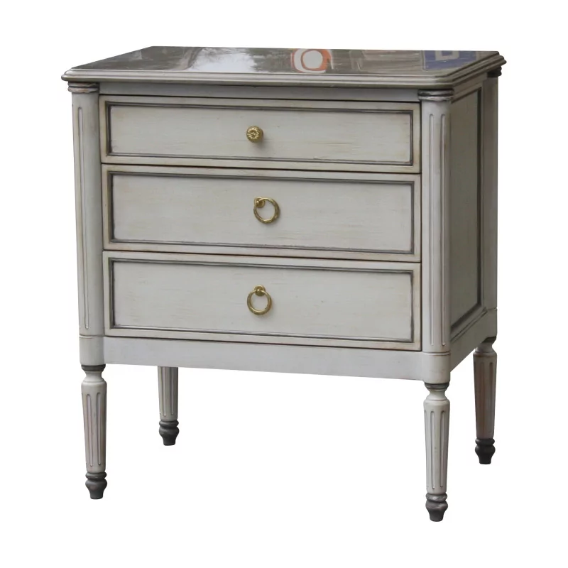 Kommode - Louis XV Nachttisch aus weiß lackierter geformter Buche … - Moinat - Kommoden, Schubladenstöcke, Semainer
