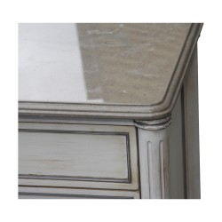 Chest of drawers - Louis XV bedside table in white painted molded beech …
