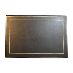 个皮革桌垫，带 1 个翻盖，颜色 18000 黑色
