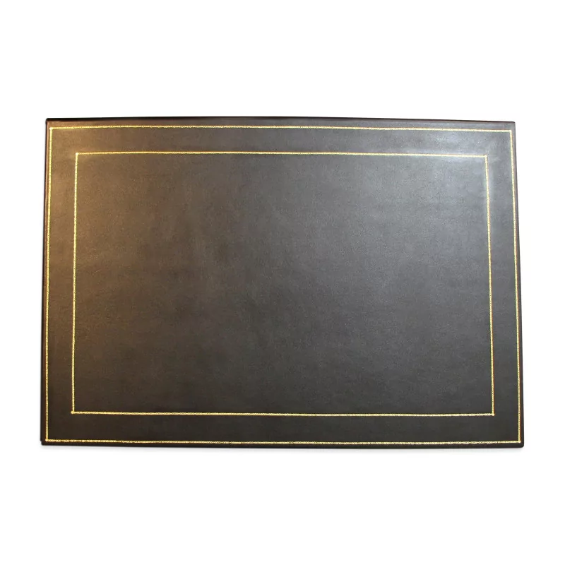 leather desk pad with 1 flap, color 18000 black - Moinat - Office accessories, Inkwells