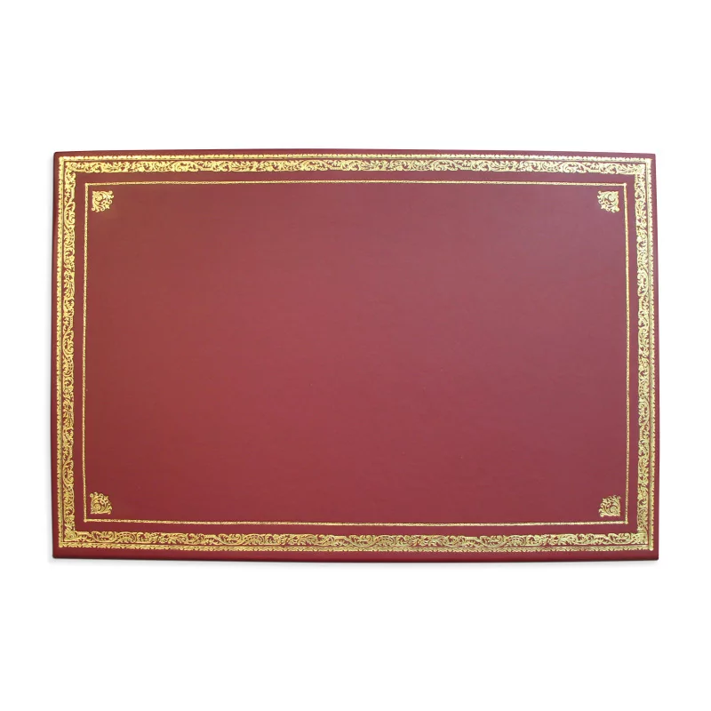 leather desk pad with 1 flap, color 18238 burgundy - Moinat - Office accessories, Inkwells