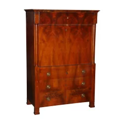 Louis-Philippe Directoire secretaire in flamed walnut wood, …