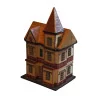 Schachtel mit verziertem Strohhalm in Form eines Hauses, Öffnung im … - Moinat - Dekorationszubehör