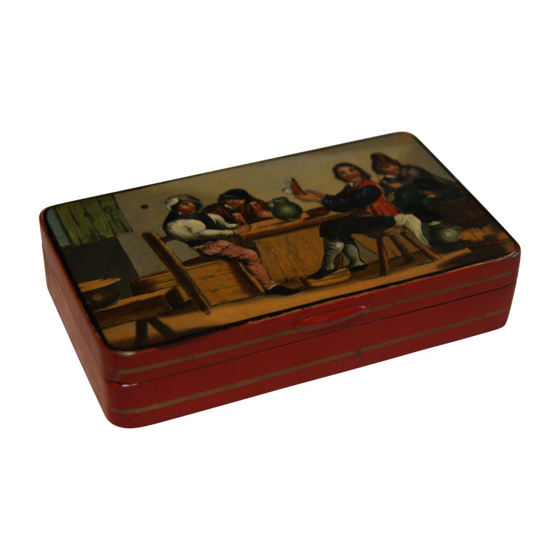 Boite rectangulaire en métal peint avec dessus décor scène de - Moinat - Boites, Urnes, Vases Boite rectangulaire en métal peint avec dessus décor scène de - Moinat - Boites, Urnes, Vases
