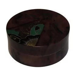 Round box in Bakelite imitation tortoiseshell with decor …