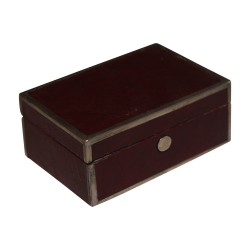 Travel inkwell box in brass and faux leather top. 19th …
