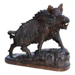 只来自布里恩茨的木雕野猪。瑞士，20 世纪。