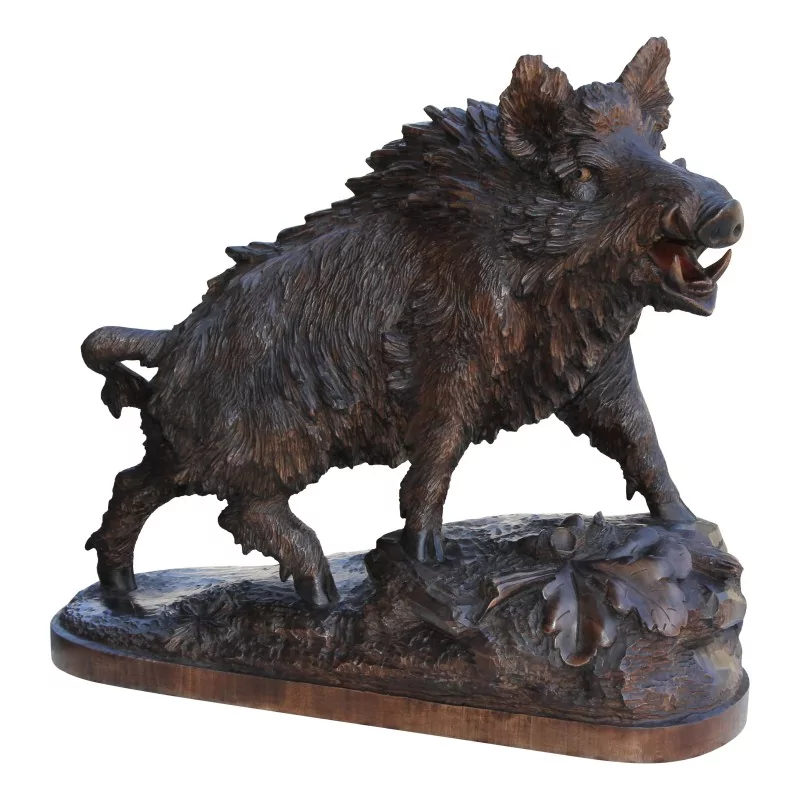 只来自布里恩茨的木雕野猪。瑞士，20 世纪。 - Moinat - 装饰配件