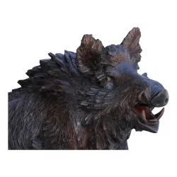 只来自布里恩茨的木雕野猪。瑞士，20 世纪。