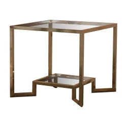 coffee table in solid iron with nickel-plated finish and …