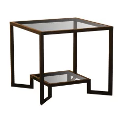 Coffee table in solid iron with black finish and trays in …
