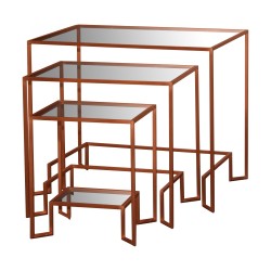 Set of 3 Vintage-style nesting tables, in solid iron with …