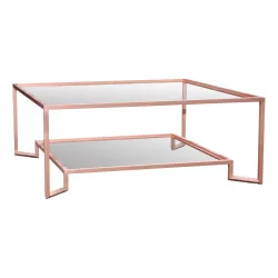 Coffee table in solid iron with copper finish and trays …