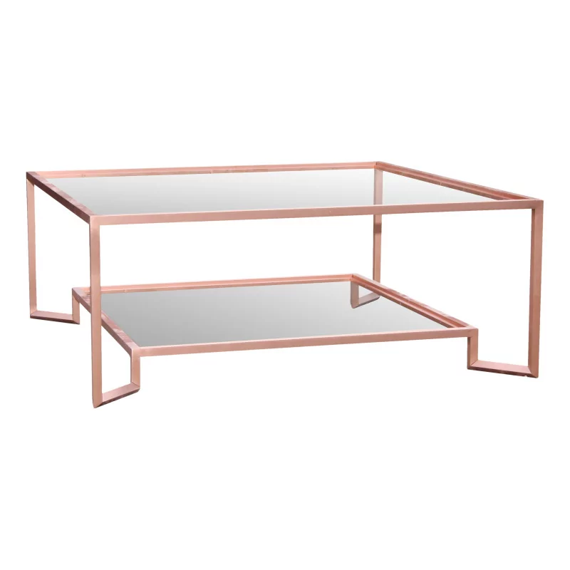 Coffee table in solid iron with copper finish and trays … - Moinat - byMoinat