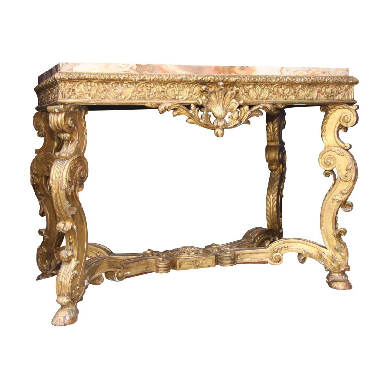 Louis XIV game console table with carved belt with - Moinat - Consoles, Side tables, Sofa tables