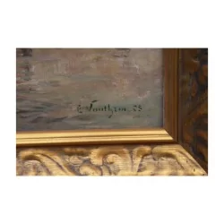 幅油画，布面油画“Marine”，署名并注明日期如下……