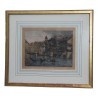 Gravure sous verre avec cadre baguette en bois doré, signé et … - Moinat - Gravures