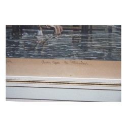 Gravur unter Glas mit Baguetterahmen aus vergoldetem Holz, signiert und …