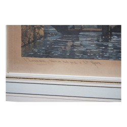 Gravur unter Glas mit Baguetterahmen aus vergoldetem Holz, signiert und …