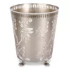 Wastepaper basket in silver painted sheet metal with floral decoration. - Moinat - Office accessories, Inkwells