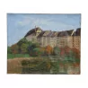 Oil painting on cardboard “Dwellings at the edge of a pond in … - Moinat - Ruegger