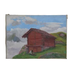 Oil painting on canvas “Barn with character, Val …