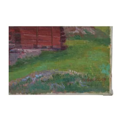 Oil painting on canvas “Barn with character, Val …